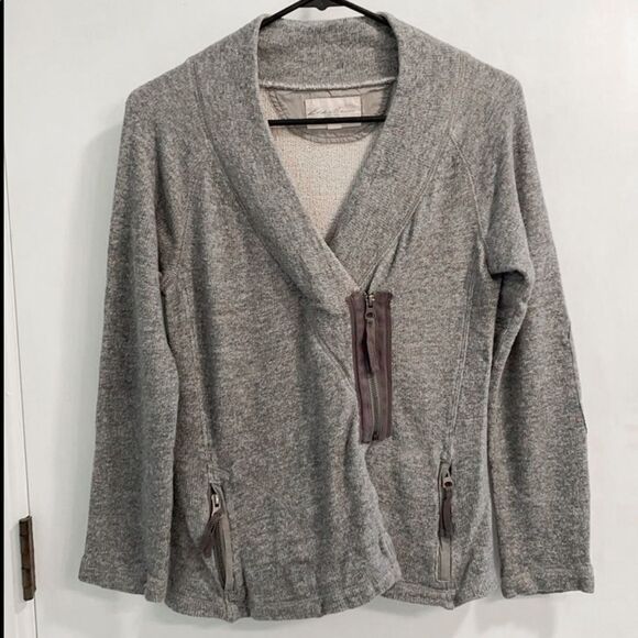 Eddie Bauer Women's Gray Sweater Jacket - Asymmetrical Zip - Picture 1 of 4